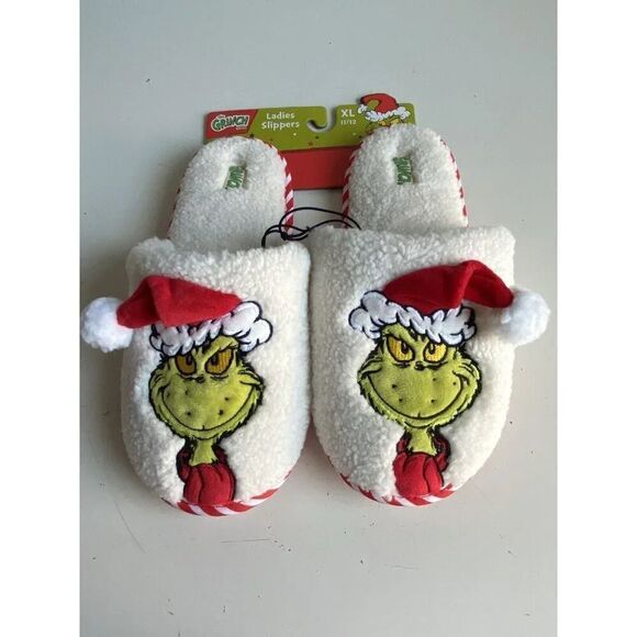 Dr. Seuss How The Grinch Stole Christmas Holiday Slippers Women’s Sz XL 11/12 - Picture 1 of 15